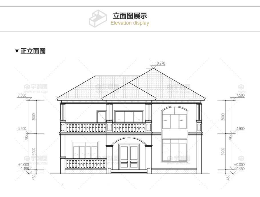 180平新農(nóng)村復(fù)式小別墅設(shè)計圖紙，清新淡雅外觀效果圖